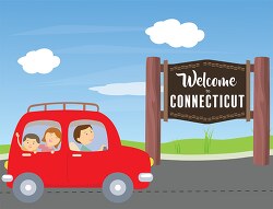 welcome roadsign to the state of connecticut clipart