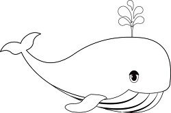 whale with spout aquatic marine animal black outline clipart
