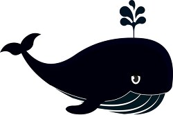 whale with spout black white marine animal clipart