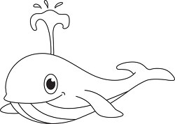 whale with water spout black white outline clipart