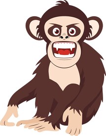 wild angry sitting chimpanzee vector clipart