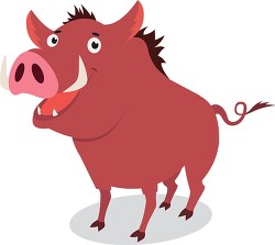 wild boar shows large teeth character clipart