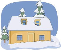 winter snow house trees
