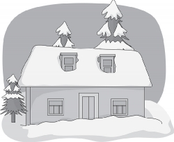 winter snow house trees gray