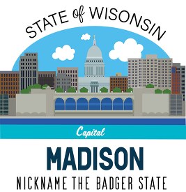 wisconsin state capital madison nickname badger state vector cli