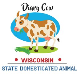 wisconsin state domesticated animal diary cow clipart image