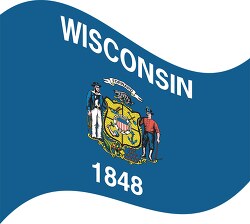 wisconsin state flat design waving flag