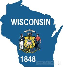 wisconsin state map with flag overlay clipart image