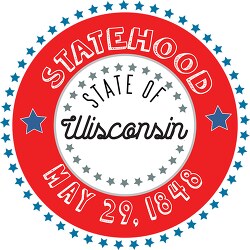 Wisconsin statehood 1848 date statehood round style with stars c