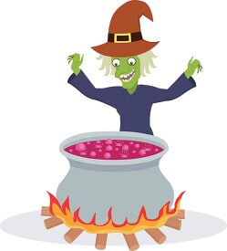 witch boiling poison soup and doing magic halloween clipart