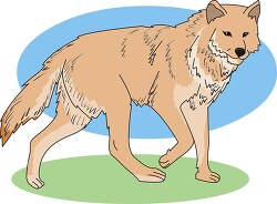 wolf walking blue background clipart