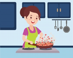 woman cooking in the kitchen clipart