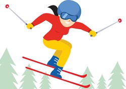 woman doing freestyle skiing winter sports clipart