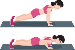 woman doing push up workout fitness and exercise clipart 93017