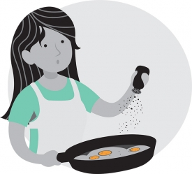 woman frying food gray color