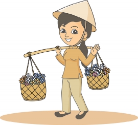 woman going to market vietnam clipart