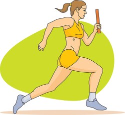 woman running in relay race sports clipart