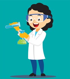woman scientist holding test tube flask vector clipart
