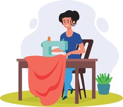 woman sewing with machine clipart