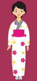 Woman Wearing Japanese Traditional Clothing japan Asia Clipartt