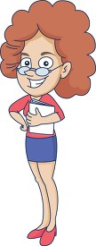 woman with large hairdo wears short skirt clipart