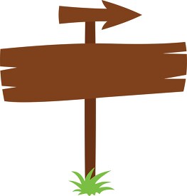 wooden sign with direction arrow clipart