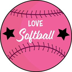 words love softball on pink ball clipart