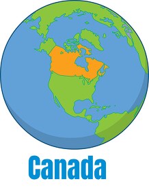 World Globe with Map of Canada Clipart