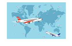world map used with aircraft flight map clipart