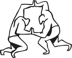 wrestlers pushing each other with hands clipart