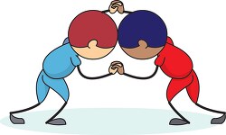 wrestling two players competing clipart
