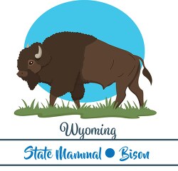 wyoming state mammal bison clipart image