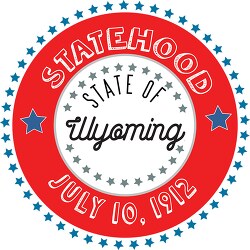 Wyoming statehood 1890 date statehood round style with stars cli