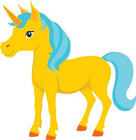 yellow blue unicorn cute fantacy clipart