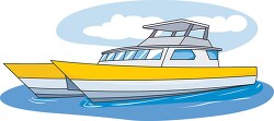 yellow catamaran boat