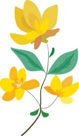 yellow flower on stem with leaf clipart