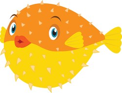 yellow orange puffer fish clipart