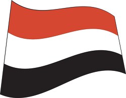Yemen flag flat design wavy clipart