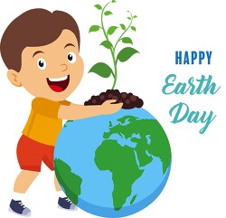 young boy planting tree earth day clipart 2
