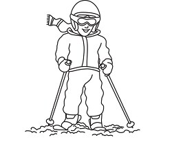 young boy skiing outline
