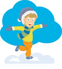 young boy wearing winter clothes outdoors in snow image clipart 