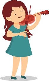 young female musician playing musical instrument violin clipart 