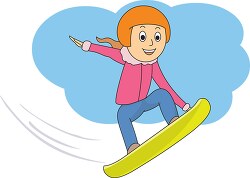 young girl snowboarding cartoon