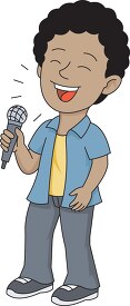 young singer holding microphone performing clipart