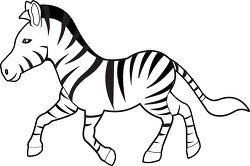 zebra with long tail black white clipart