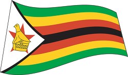 Zimbabwe flag flat design wavy clipart