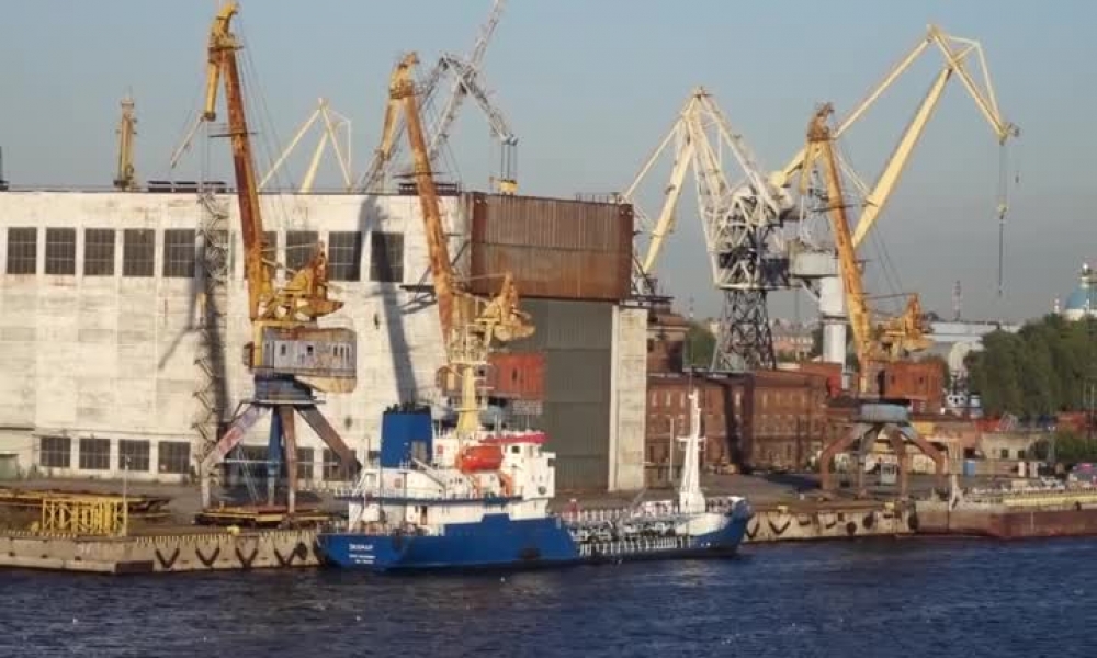 Ships in harbor st petersburg russia video
