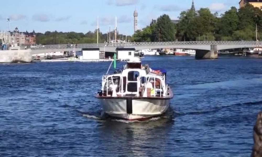 tourist siteseeing boat stockholm sweden video