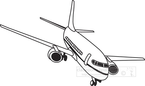 162 aircraft black white outline clipart