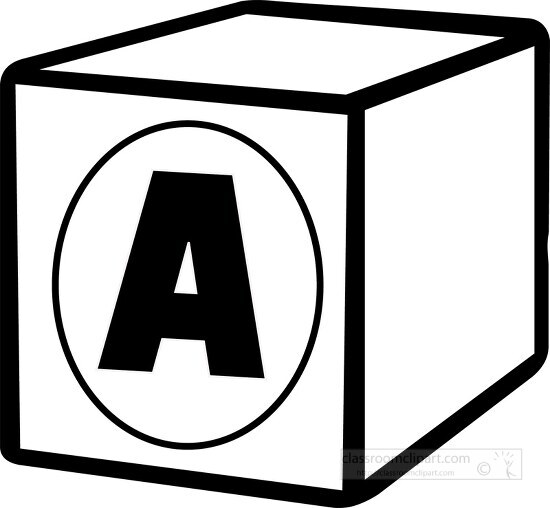 A alphabet block black white clipart